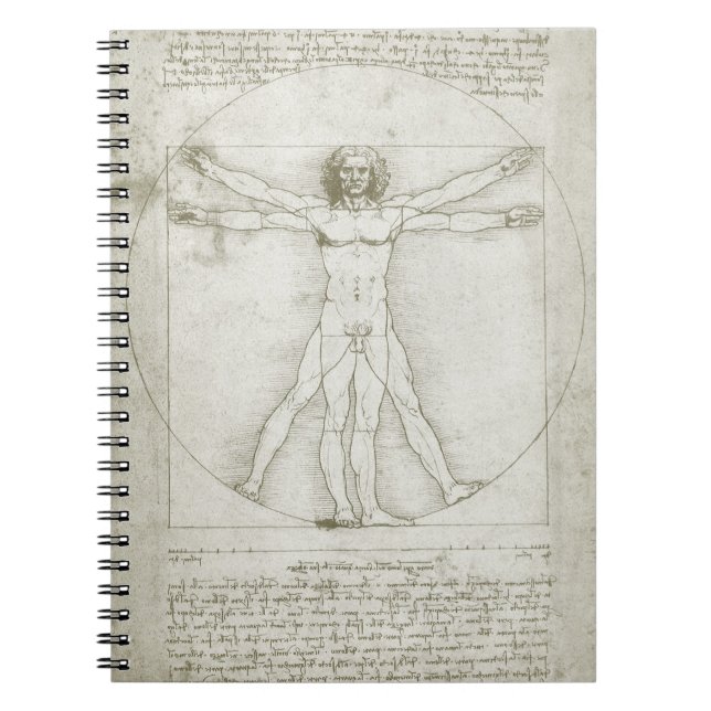Leonardo da Vinci's Vitruvian Man Spiral Notebook (Front)