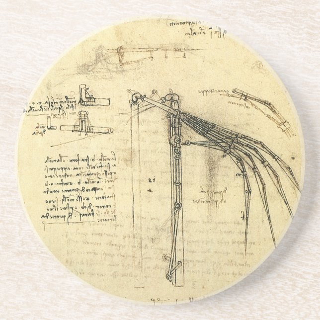 Leonardo da Vinci's Wing on Flying Machine Sketch Coaster (Front)