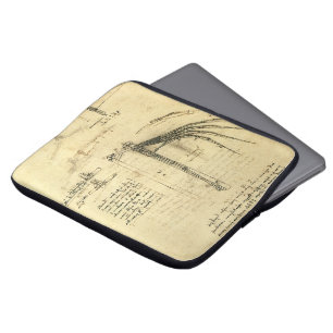 Leonardo da Vinci's Wing on Flying Machine Sketch Laptop Sleeve