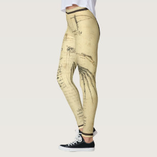 Leonardo da Vinci's Wing on Flying Machine Sketch Leggings