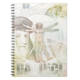 Leonardo DaVinci Vitruvian Man Collage Spiral Notebook