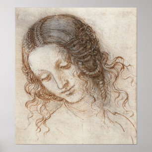 Leonardo Head of Woman Drawing Poster