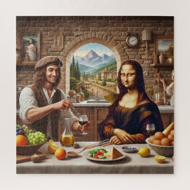 Leonardo Making Dinner For Mona Lisa Jigsaw Puzzle (Vertical)