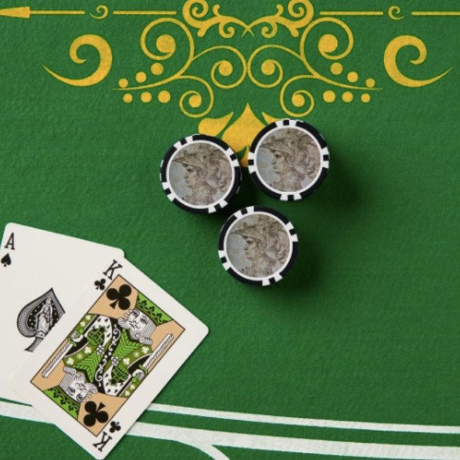 Leonardo’s Helmeted Warrior Poker Chip (Da Vinci’s Ancient Warrior Sketch  Poker Chips –  Casino Game Night Gift Set
)