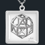 Leonardo's Polyhedra Silver Plated Necklace<br><div class="desc">vintage design by the master,  Leonardo Da Vinci of a polyhedron,  from the original hand drawn illustration,  the masters signature underneath</div>