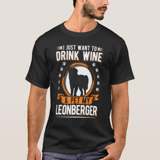 Leonberger And Wine T-Shirt (Front)
