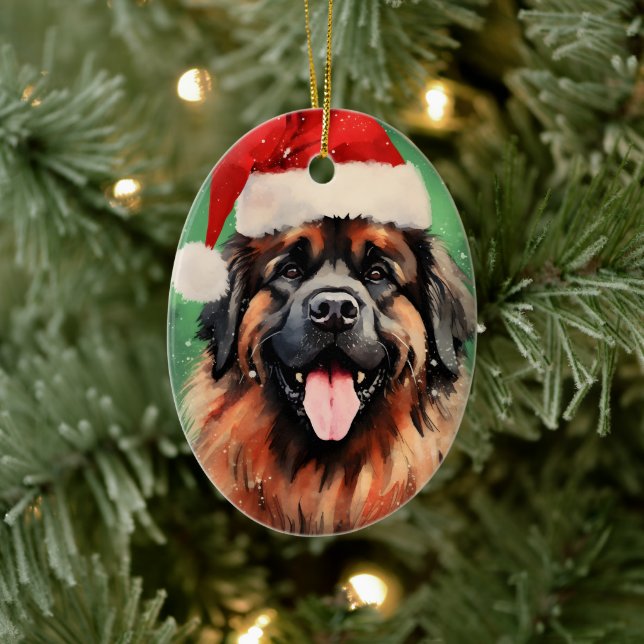 Leonberger Christmas brush painting artwork Ceramic Tree Decoration (Tree)