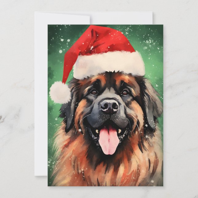 Leonberger Christmas brush painting artwork Holiday Card (Front)