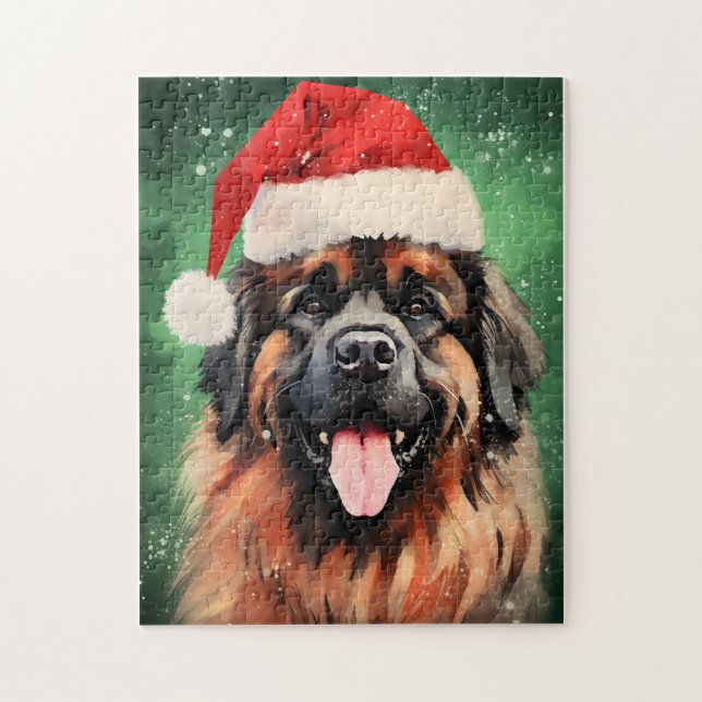 Leonberger Christmas brush painting artwork Jigsaw Puzzle (Vertical)