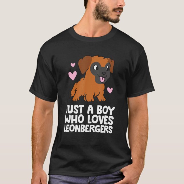 Leonberger Dog Boy Just A Boy Who Loves Leonberger T-Shirt (Front)