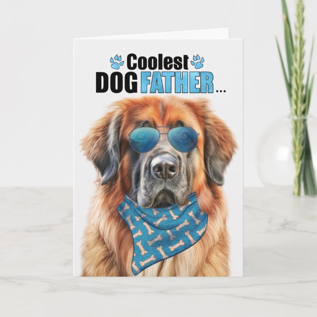 Leonberger Dog Coolest Dad Ever Father's Day Holiday Card (Front)