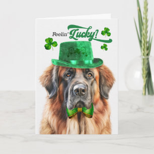 Leonberger Dog Feelin' Lucky St Patrick's Day Holiday Card