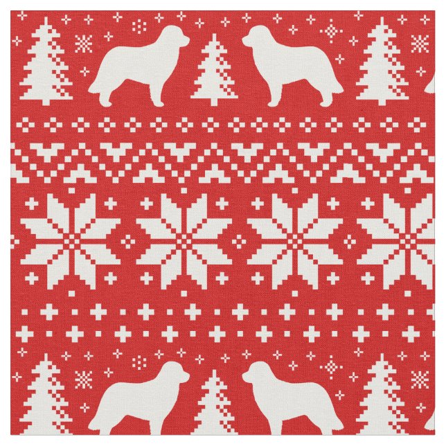Leonberger Dog Silhouettes Christmas Holiday Fabric (Close Up)