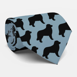 Leonberger Dog Silhouettes Pattern Blue and Black Tie