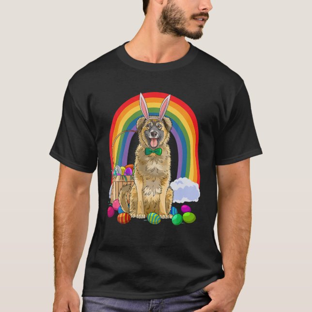 Leonberger Easter Eggs Bunny Dog T-Shirt (Front)