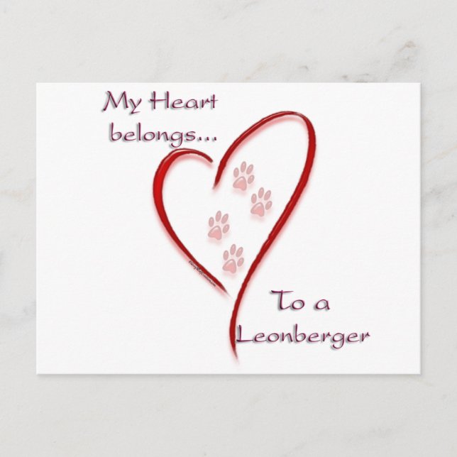 Leonberger Heart Belongs Postcard (Front)