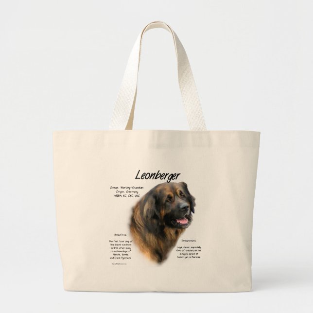 Leonberger History Design Large Tote Bag (Front)