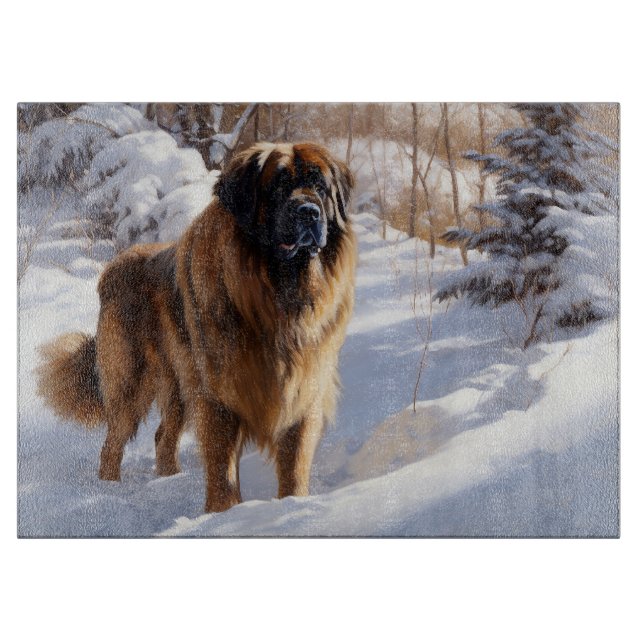 Leonberger Let It Snow Christmas Cutting Board (Front)