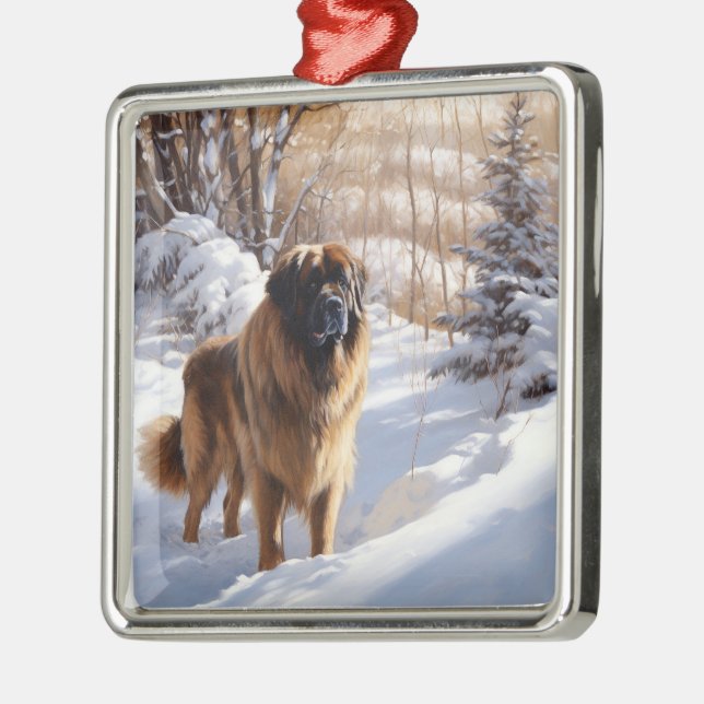 Leonberger Let It Snow Christmas Metal Tree Decoration (Left)