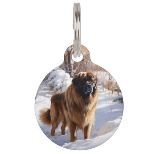 Leonberger Let It Snow Christmas Pet Tag