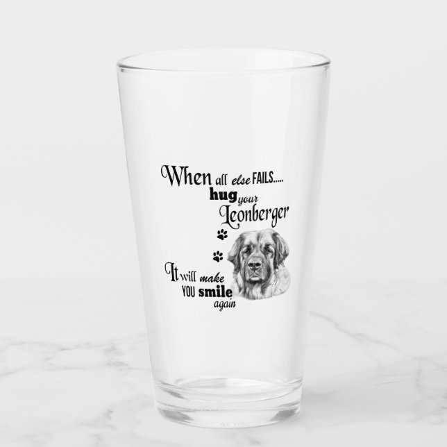 Leonberger modern art cute dog breed slogan glass (Front)