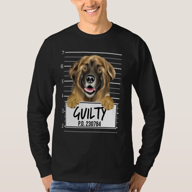 Leonberger Mugshot Guilty Dog T-Shirt (Front)
