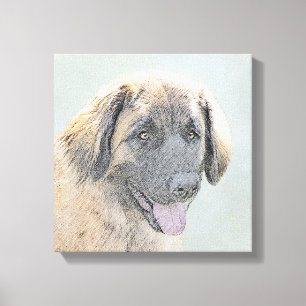 Leonberger Painting - Cute Original Dog Art Canvas Print