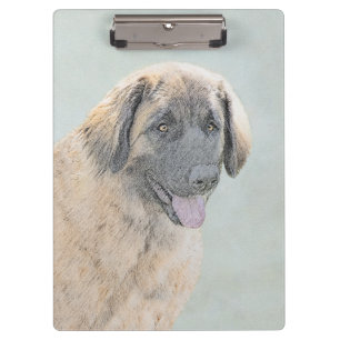 Leonberger Painting - Cute Original Dog Art Clipboard