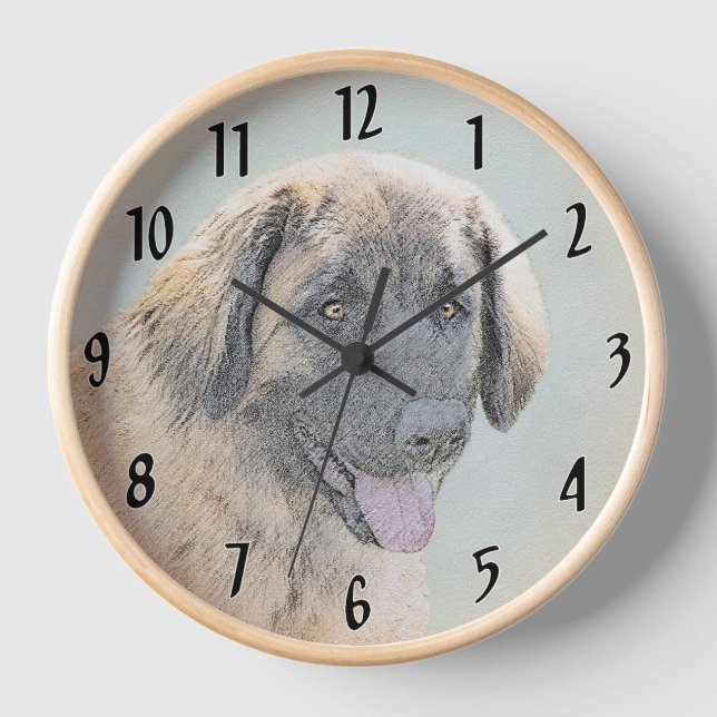 Leonberger Painting - Cute Original Dog Art Clock (Front)