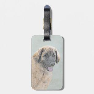 Leonberger Painting - Cute Original Dog Art Luggage Tag