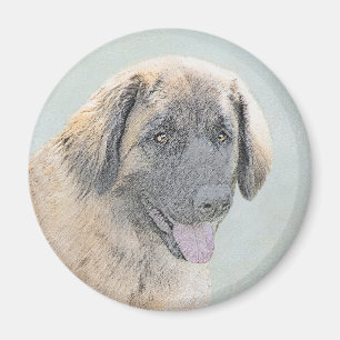 Leonberger Painting - Cute Original Dog Art Magnet