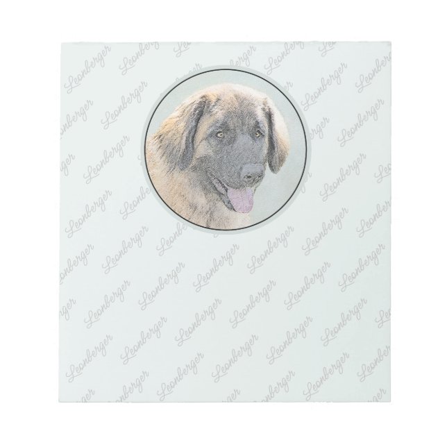 Leonberger Painting - Cute Original Dog Art Notepad (Front)