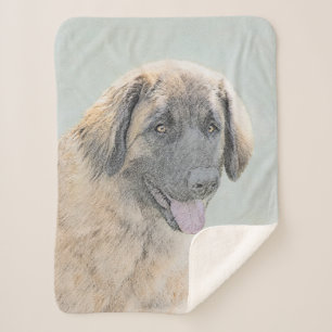 Leonberger Painting - Cute Original Dog Art Sherpa Blanket