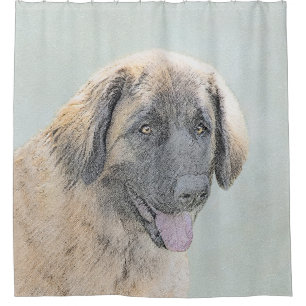 Leonberger Painting - Cute Original Dog Art Shower Curtain