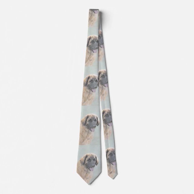 Leonberger Painting - Cute Original Dog Art Tie (Front)