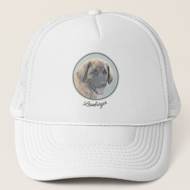 Leonberger Painting - Cute Original Dog Art Trucker Hat (Front)