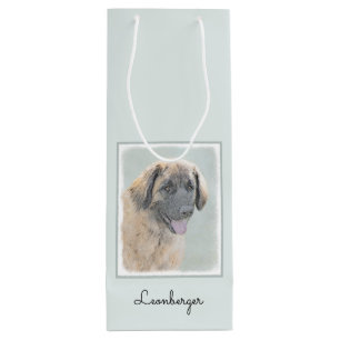 Leonberger Painting - Cute Original Dog Art Wine Gift Bag