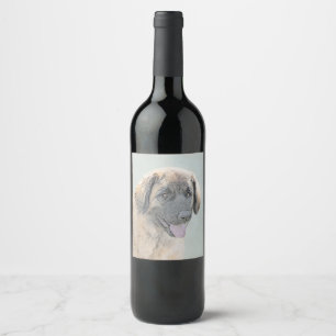 Leonberger Painting - Cute Original Dog Art Wine Label