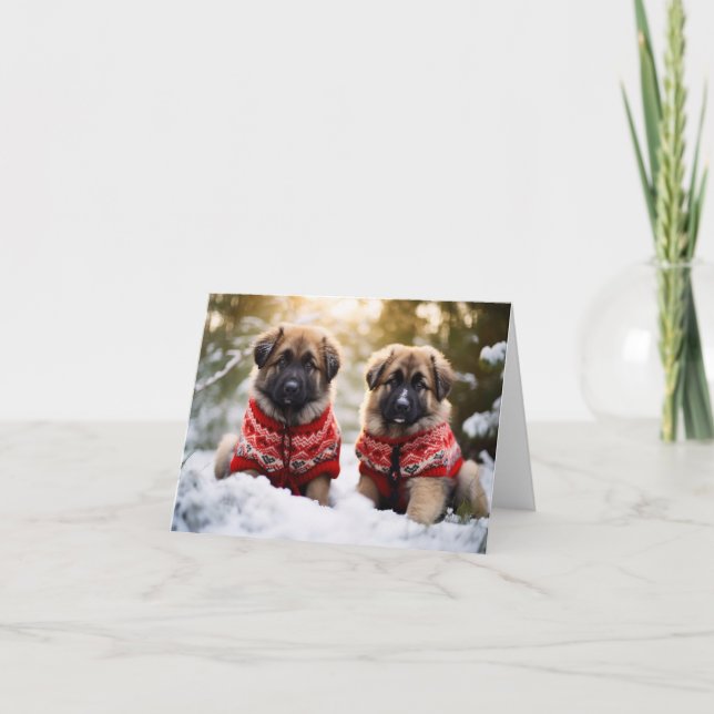 Leonberger Puppies Christmas Card (Front)