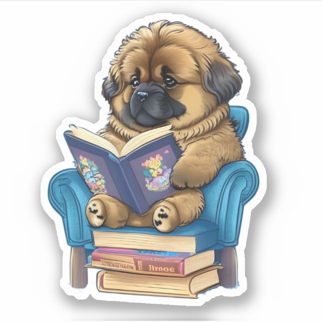 Leonberger Puppy reading a book (Front)