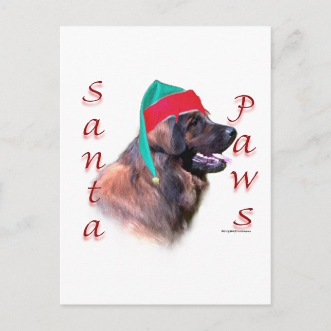 Leonberger Santa Paws Holiday Postcard (Front)