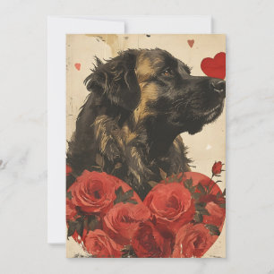 Leonberger Vintage Valentine's day  Holiday Card