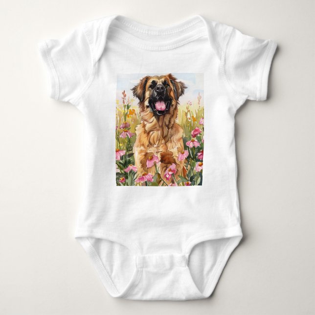 Leonberger Watercolor Baby Bodysuit (Front)