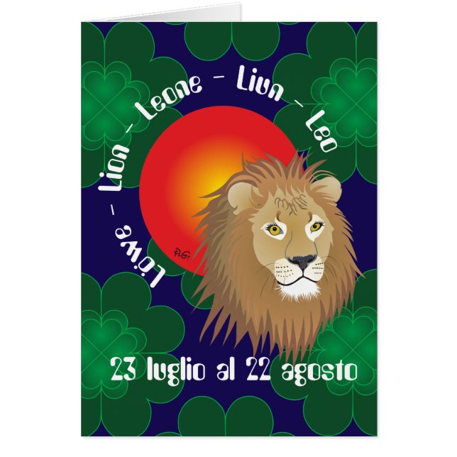 Leone 23 luglio al 22 agosto Biglietti d'auguri (Front)