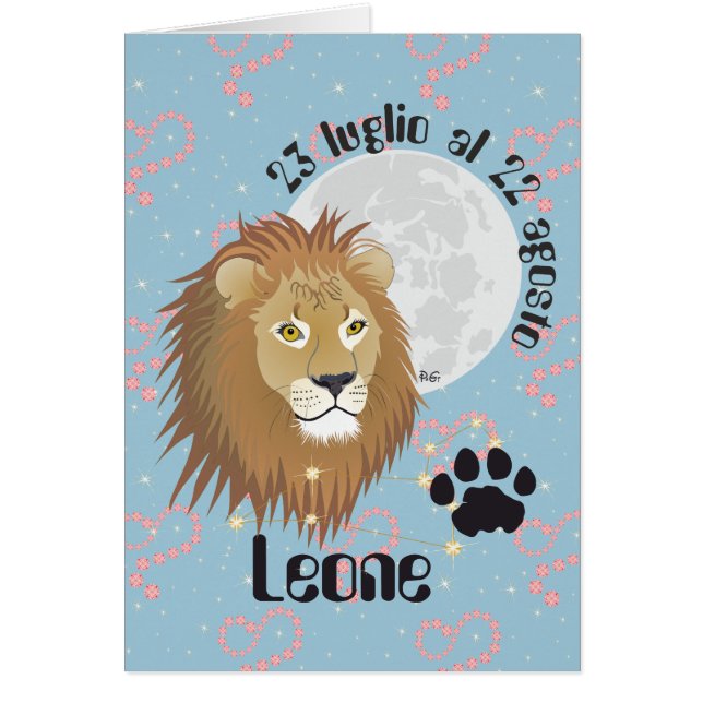 Leone 23 luglio al 22 agosto Biglietti d'auguri (Front)