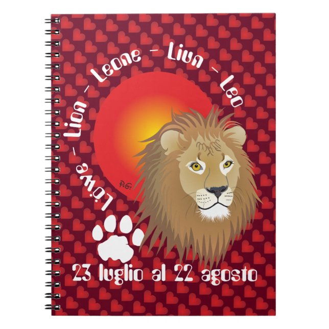 Leone 23 luglio al 22 agosto Taccuino Notebook (Front)