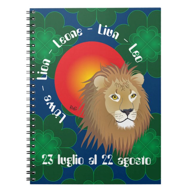 Leone 23 luglio al 22 agosto Taccuino Spiral Notebook (Front)