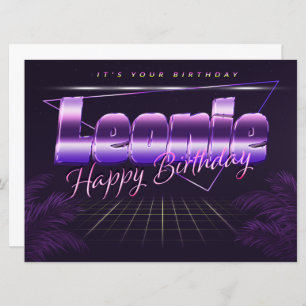 Leonie Name First name lila retro Map Birthday Card