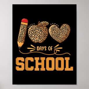 Leopard 100 Days Of School 100th Day Teachers Pupi Poster