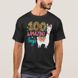 Leopard 100 Llamazing Days Llama Teacher 100th Day T-Shirt